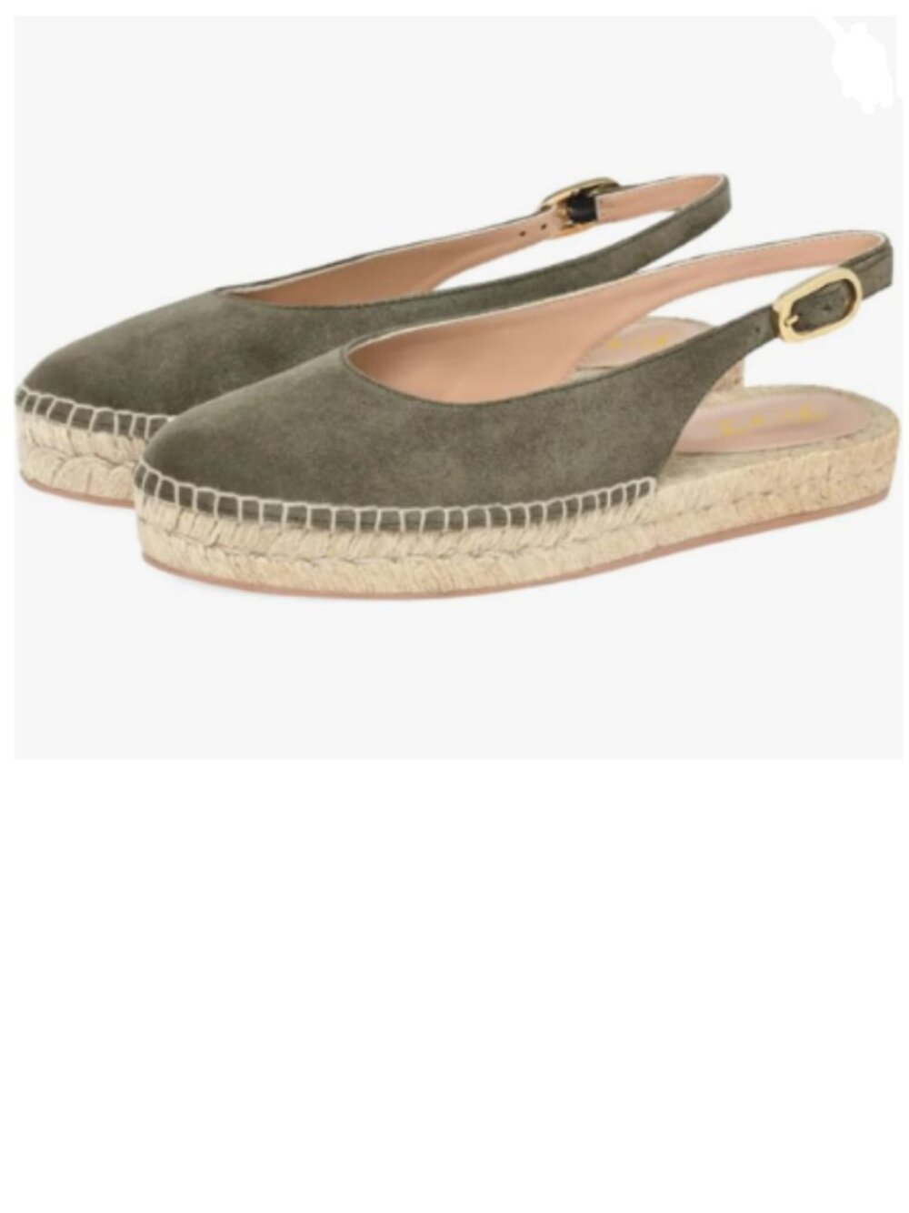 FOWT Olive Round Toe Espadrille Slingback Flats Backstrap Buckle Slip on Shoes